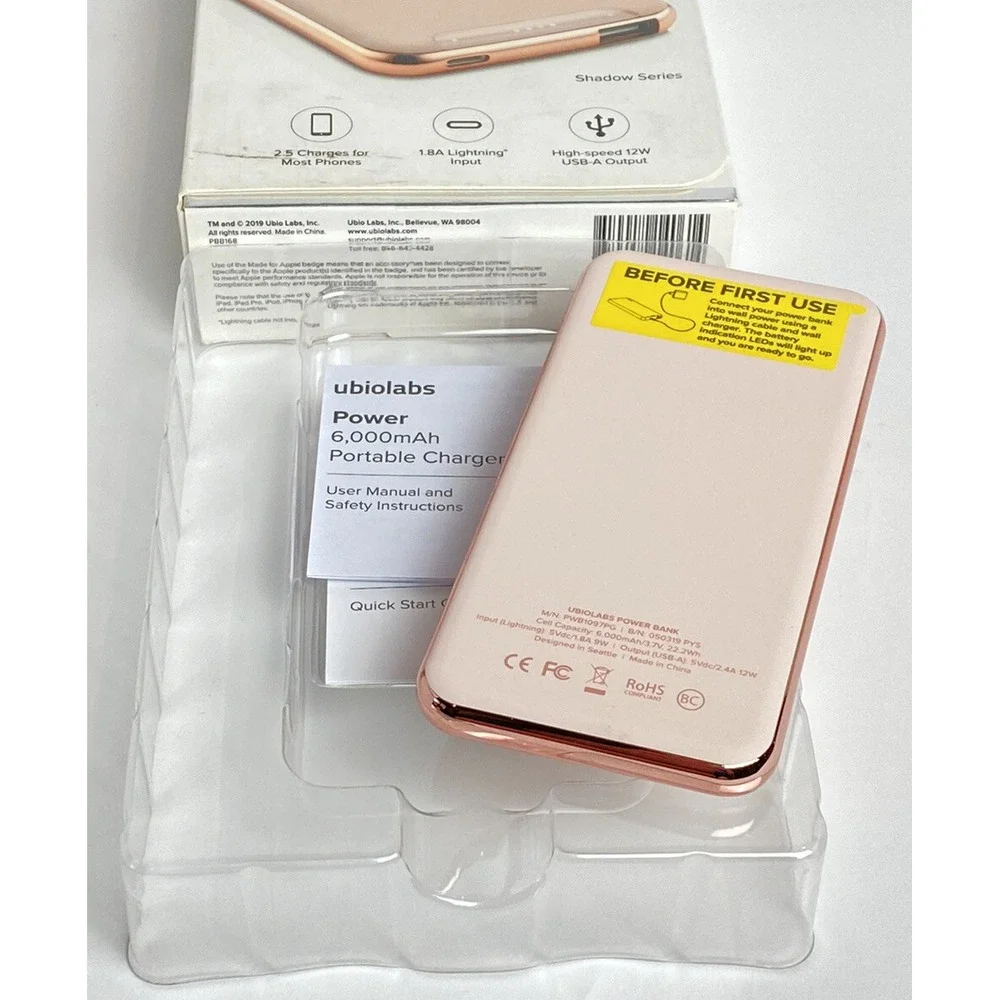 ubiolabs Power 6,000 mAh Shadow Series Apple iPad‎ iPod iPhone Rose Gold Pink